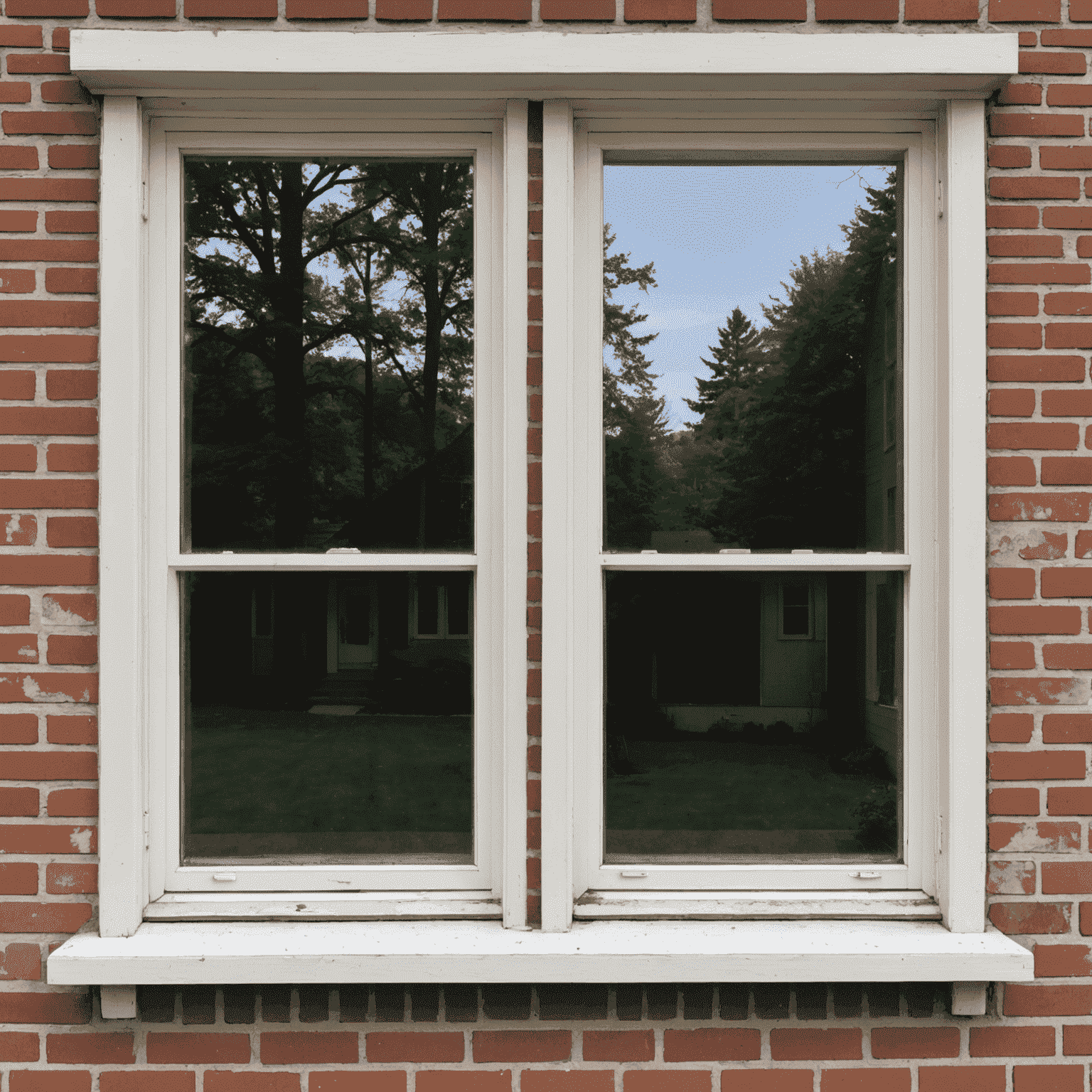 Before and after comparison of a residential window. The left side shows a dirty, streaky window, while the right side displays a perfectly clean, crystal-clear window that reflects the sunlight brilliantly.